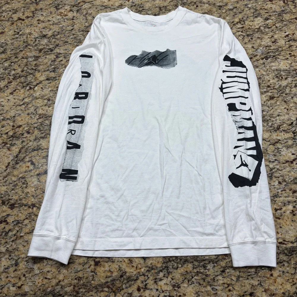 Jordan Flight Long Sleeve Graphic T-Shirt Mens Medium White Jumpman Logo Tee ws